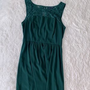 American Eagle Outfitters size 6 dark green dress with lace top front and back